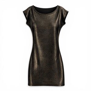 Addison Black & Gold Metallic Weave Form-Fit Dress | Size M